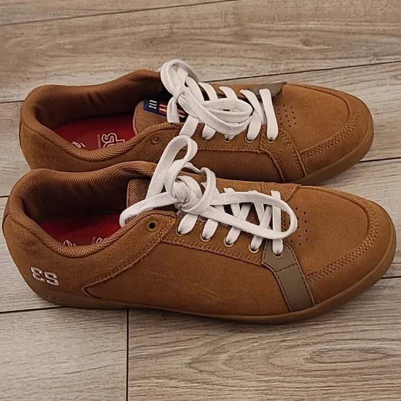 ES Sal‎ SLB Tan Brown Suede Leather Sz 12 Mens ATH Skateboarding Shoes Sneakers